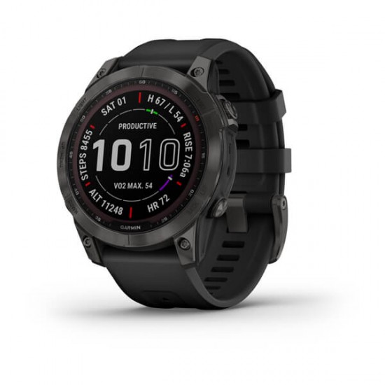 Garmin fēnix® 7 Sapphire Solar, Carbon Grey DLC Titanium with Black Band